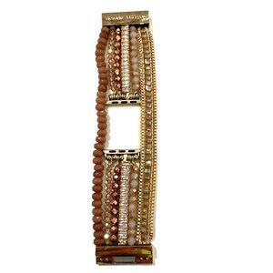 NEW! Apple Watch Band Victoria Emerson Beaded Gold/Beige/Cream Magnetic Clasp